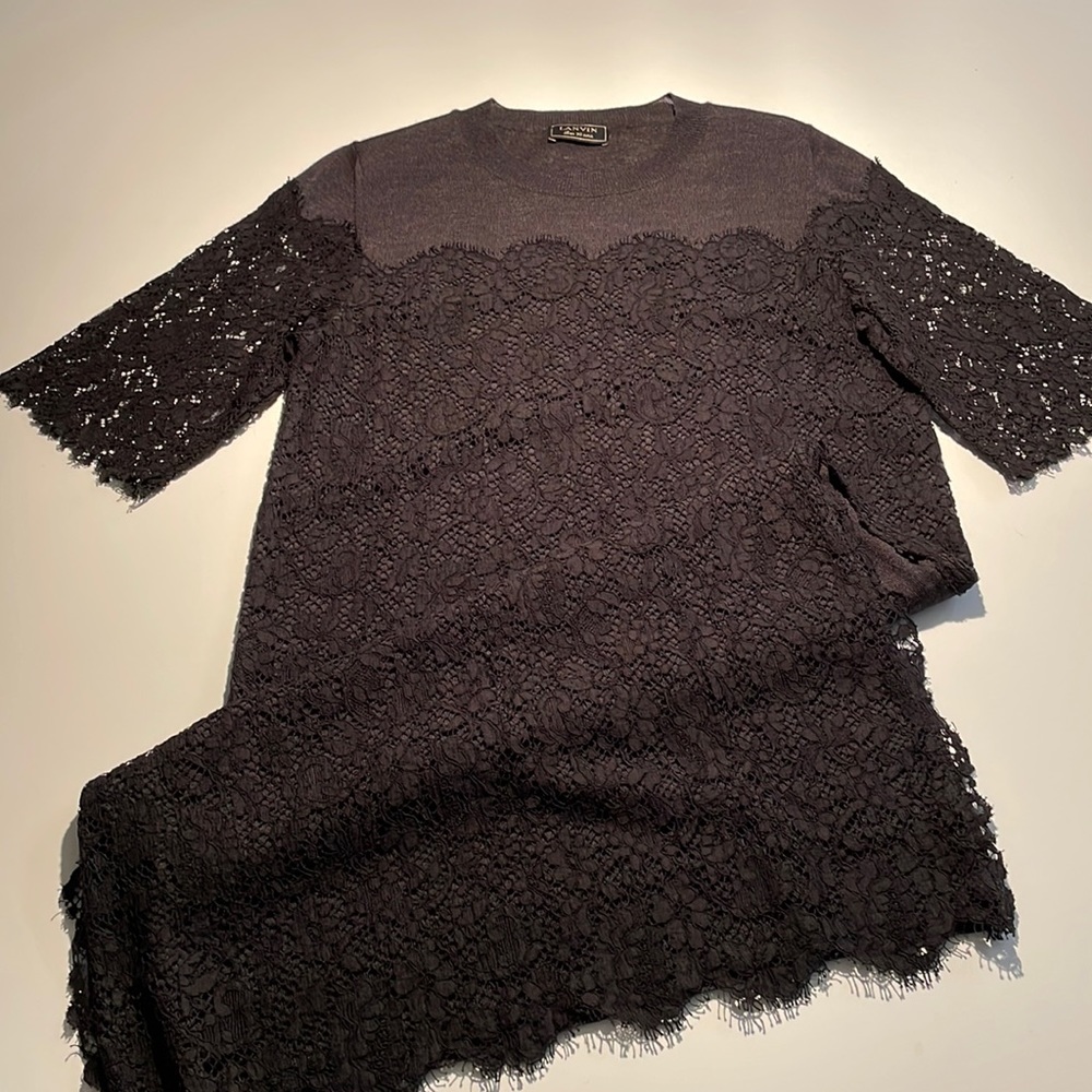 Made in Italy Lanvin. Sweater dress with lace